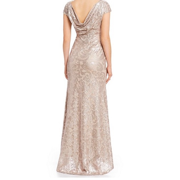 Sequin Cap Sleeve Cowl Back Gown CALVIN KLEIN - Picture 3 of 4